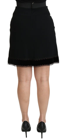 Black A-line High Waist Mini Viscose Skirt Black A-line High Waist Mini Viscose Skirt