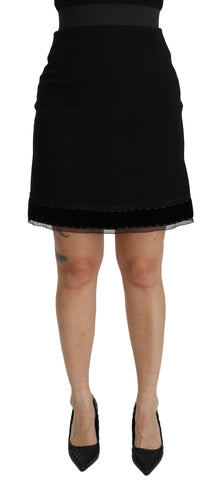 Black A-line High Waist Mini Viscose Skirt Black A-line High Waist Mini Viscose Skirt