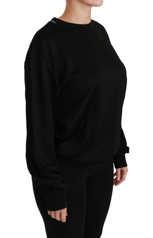 Black Cotton Crewneck Pullover Sweater Black Cotton Crewneck Pullover Sweater