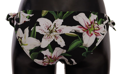 Bikini Bottom Black Lily Print Swimsuit Swimwear Bikini Bottom Black Lily Print Swimsuit Swimwear
