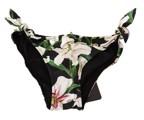 Bikini Bottom Black Lily Print Swimsuit Swimwear Bikini Bottom Black Lily Print Swimsuit Swimwear