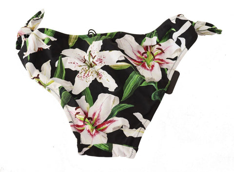 Bikini Bottom Black Lily Print Swimsuit Swimwear Bikini Bottom Black Lily Print Swimsuit Swimwear