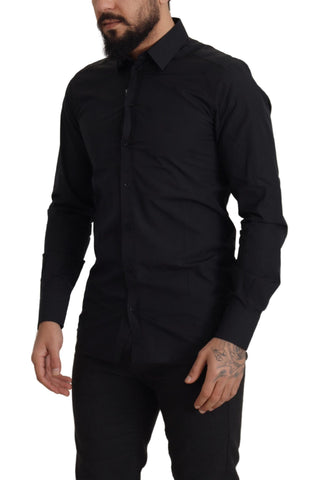 Black Cotton GOLD Slim Fit Dress Shirt Black Cotton GOLD Slim Fit Dress Shirt