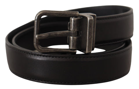Black Calf Leather Logo Metal Buckle Belt Black Calf Leather Logo Metal Buckle Belt