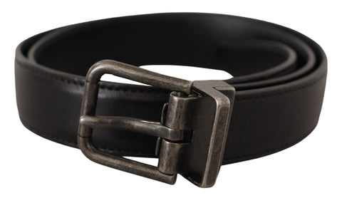 Black Calf Leather Logo Metal Buckle Belt Black Calf Leather Logo Metal Buckle Belt