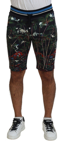 Black Cotton Volcano Print Casual Shorts Black Cotton Volcano Print Casual Shorts