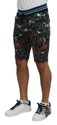 Black Cotton Volcano Print Casual Shorts Black Cotton Volcano Print Casual Shorts