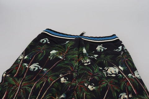 Black Cotton Volcano Print Casual Shorts Black Cotton Volcano Print Casual Shorts