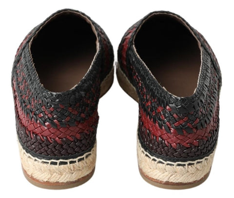 Black Bordeaux Buffalo Leather Espadrille Shoes Black Bordeaux Buffalo Leather Espadrille Shoes