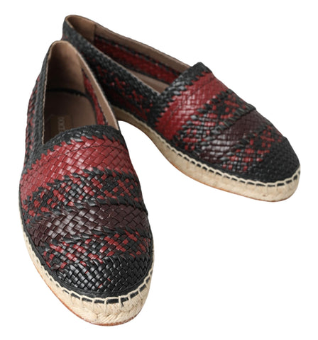 Black Bordeaux Buffalo Leather Espadrille Shoes Black Bordeaux Buffalo Leather Espadrille Shoes