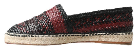Black Bordeaux Buffalo Leather Espadrille Shoes Black Bordeaux Buffalo Leather Espadrille Shoes