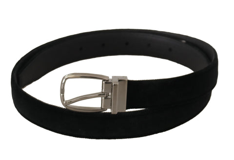 Black Classic Velvet Silver Tone Metal Buckle Belt Black Classic Velvet Silver Tone Metal Buckle Belt