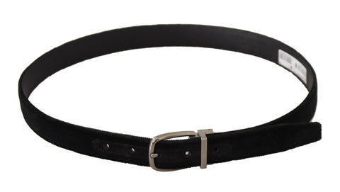 Black Classic Velvet Silver Tone Metal Buckle Belt Black Classic Velvet Silver Tone Metal Buckle Belt