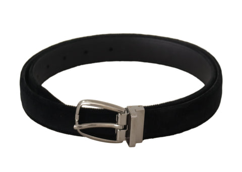 Black Classic Velvet Silver Tone Metal Buckle Belt Black Classic Velvet Silver Tone Metal Buckle Belt