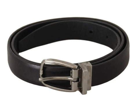 Black Classic Leather Silver Tone Metal Buckle Belt Black Classic Leather Silver Tone Metal Buckle Belt