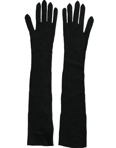 Black Cashmere Knitted Elbow Length Gloves Black Cashmere Knitted Elbow Length Gloves