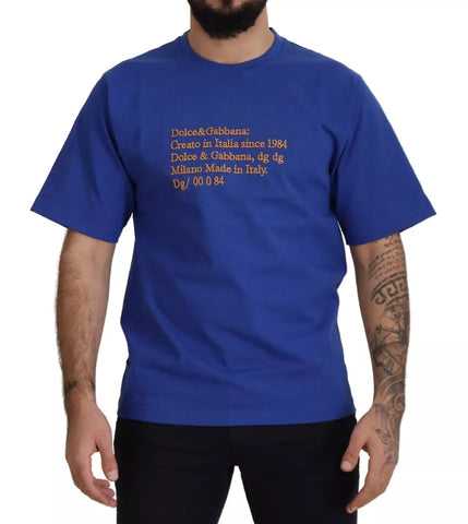 Blue Logo Print Crewneck Cotton T-shirt Blue Logo Print Crewneck Cotton T-shirt