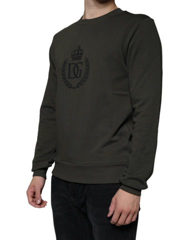 Army Green DG Crown Crew Neck Pullover Sweater Army Green DG Crown Crew Neck Pullover Sweater