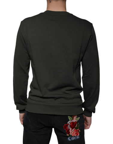 Army Green DG Crown Crew Neck Pullover Sweater Army Green DG Crown Crew Neck Pullover Sweater