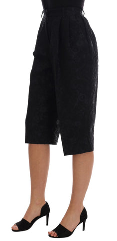 Black Brocade High Waist Capri Shorts Black Brocade High Waist Capri Shorts