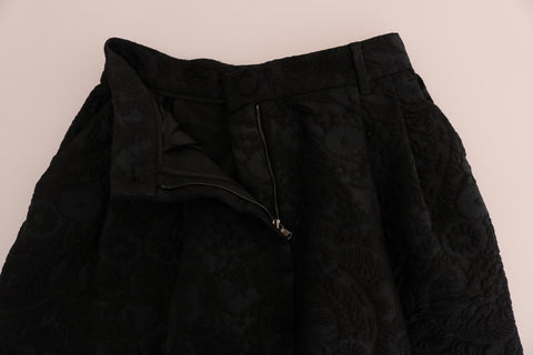 Black Brocade High Waist Capri Shorts Black Brocade High Waist Capri Shorts