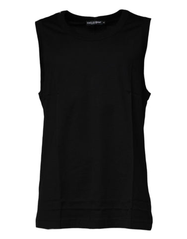 Black Cotton Round Neck Sleeveless T-shirt Black Cotton Round Neck Sleeveless T-shirt