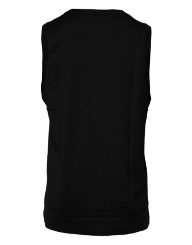 Black Cotton Round Neck Sleeveless T-shirt Black Cotton Round Neck Sleeveless T-shirt