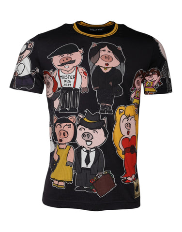 Black 2019 Year Of The Pig Crew Neck T-shirt Black 2019 Year Of The Pig Crew Neck T-shirt