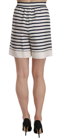 Black & White Stripe Garterized Silk Shorts Black & White Stripe Garterized Silk Shorts