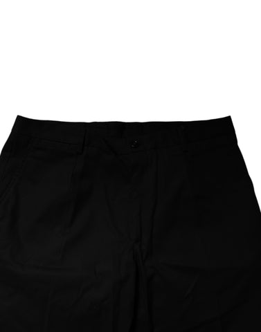 Black Cotton Stretch Mid Waist Bermuda Shorts Black Cotton Stretch Mid Waist Bermuda Shorts