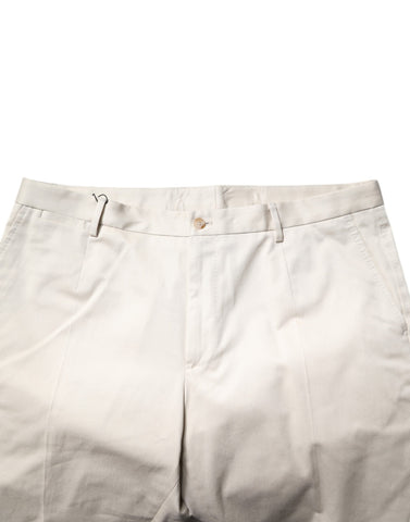 Beige Cotton Stretch Mid Waist Bermuda Shorts Beige Cotton Stretch Mid Waist Bermuda Shorts
