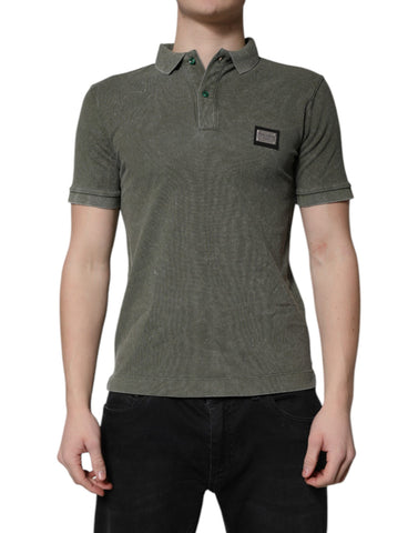 Army Green Logo Plaque Cotton Polo Shirt T-shirt Army Green Logo Plaque Cotton Polo Shirt T-shirt