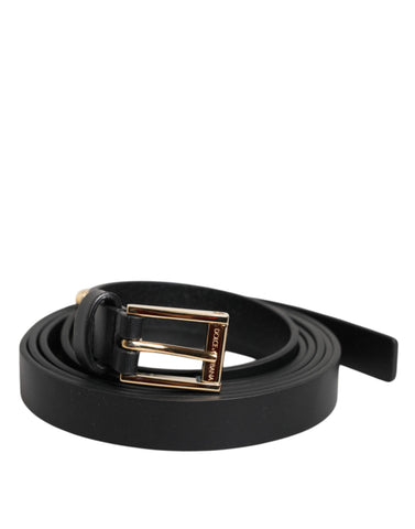 Black Calf Leather Gold Metal Buckle Belt Black Calf Leather Gold Metal Buckle Belt