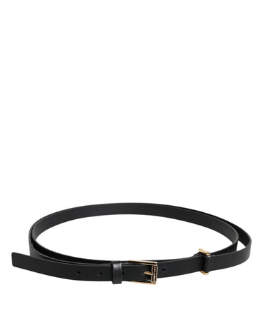 Black Calf Leather Gold Metal Buckle Belt Black Calf Leather Gold Metal Buckle Belt