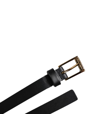 Black Calf Leather Gold Metal Buckle Belt Black Calf Leather Gold Metal Buckle Belt