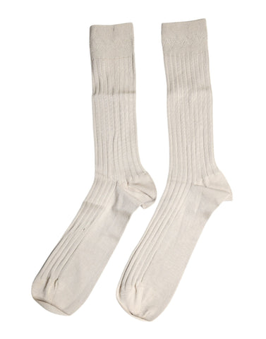 Beige Cotton Stretch Logo Mid Calf Socks Beige Cotton Stretch Logo Mid Calf Socks