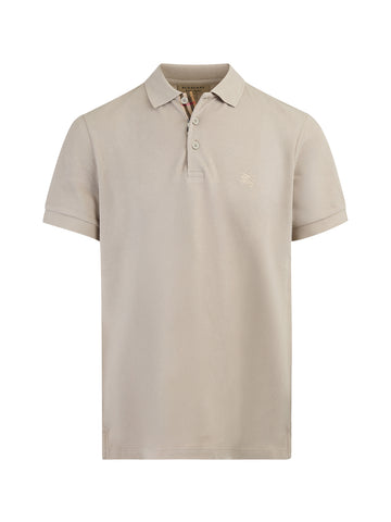 Pale Stone Cotton Collared Polo Shirt Pale Stone Cotton Collared Polo Shirt