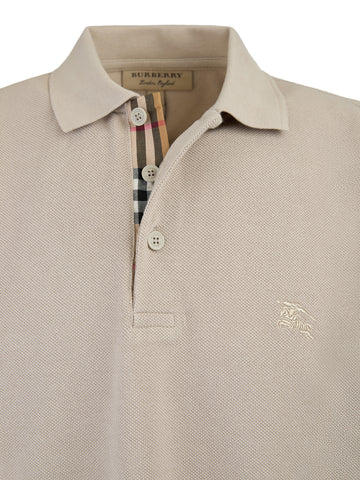 Pale Stone Cotton Collared Polo Shirt Pale Stone Cotton Collared Polo Shirt
