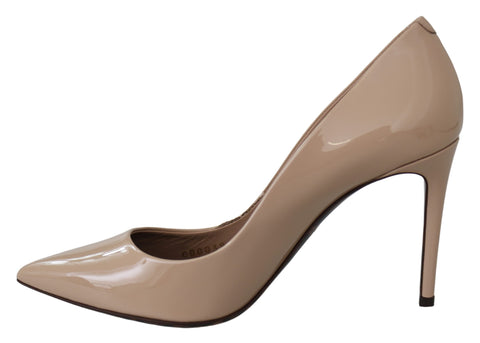 Beige Patent Leather Stiletto Heel Pumps Beige Patent Leather Stiletto Heel Pumps