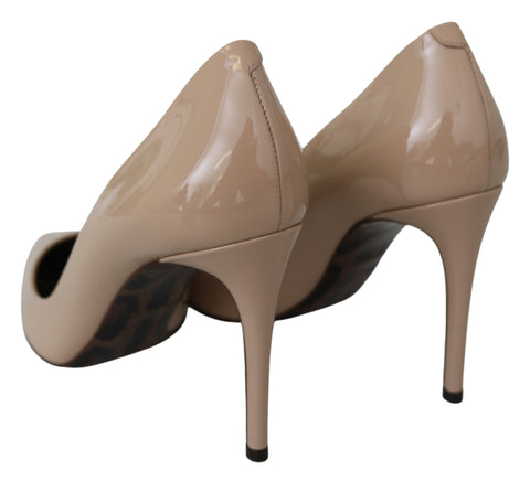 Beige Patent Leather Stiletto Heel Pumps Beige Patent Leather Stiletto Heel Pumps