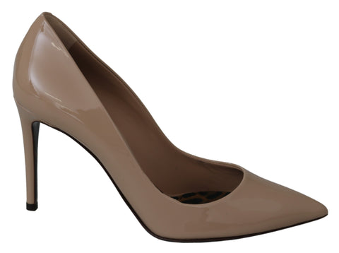 Beige Patent Leather Stiletto Heel Pumps Beige Patent Leather Stiletto Heel Pumps