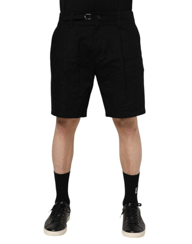 Black Cotton Knee Length Men Bermuda Shorts Black Cotton Knee Length Men Bermuda Shorts