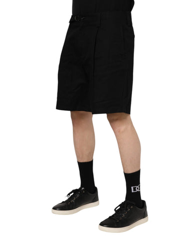 Black Cotton Knee Length Men Bermuda Shorts Black Cotton Knee Length Men Bermuda Shorts