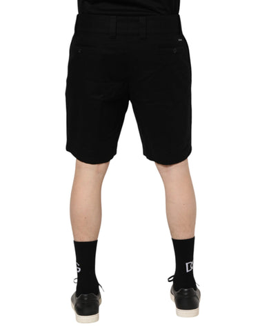 Black Cotton Knee Length Men Bermuda Shorts Black Cotton Knee Length Men Bermuda Shorts