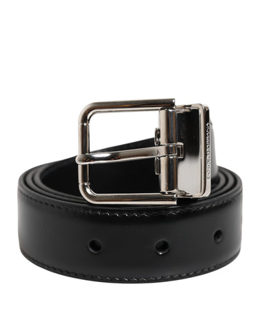 Black Classic Leather Metal Buckle Belt Black Classic Leather Metal Buckle Belt