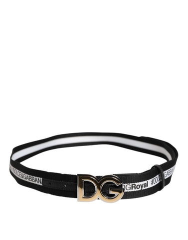 Black Cotton Metal DG Logo Gold Buckle Belt Black Cotton Metal DG Logo Gold Buckle Belt