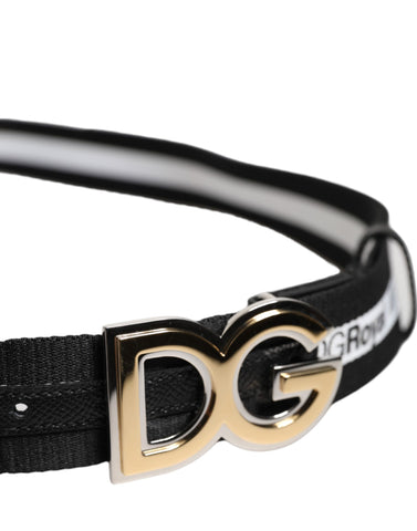 Black Cotton Metal DG Logo Gold Buckle Belt Black Cotton Metal DG Logo Gold Buckle Belt
