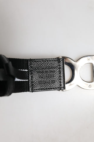 Black Cotton Metal DG Logo Gold Buckle Belt Black Cotton Metal DG Logo Gold Buckle Belt