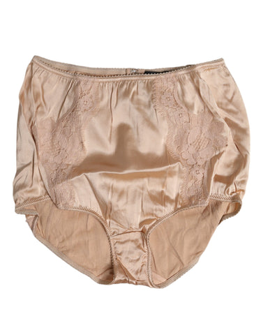 Beige Silk Lace High Waist Bikini Panty Underwear Beige Silk Lace High Waist Bikini Panty Underwear