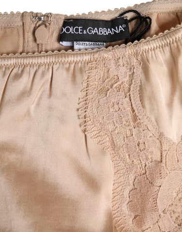 Beige Silk Lace High Waist Bikini Panty Underwear Beige Silk Lace High Waist Bikini Panty Underwear